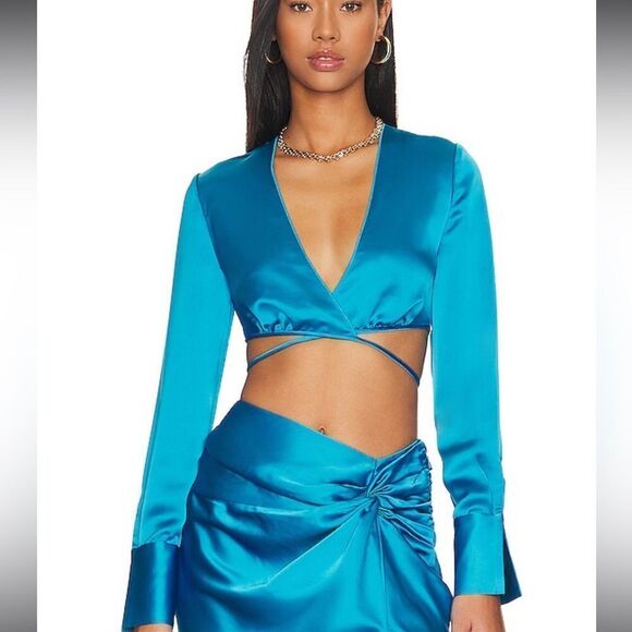 L'Academie || NWTs SET = 2 PIECES Ottilie Top and Prisca Skirt in Aqua Blue - Picture 4 of 17